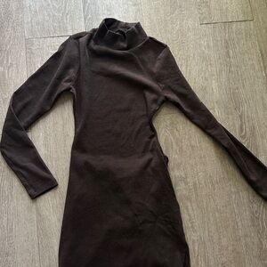 Nasty Gal Dark Brown Long Sleeve Dress